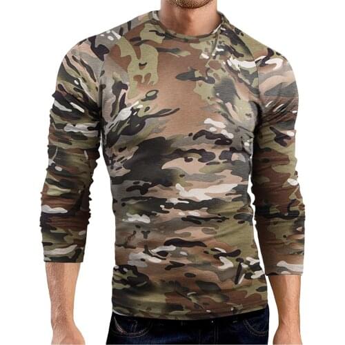 Mens T-shirts Fashoin Camouflage Printed Tights T Shirts Autumn Breathable Jogging Long Sleeve T Shirt Tops O-neck Sportswear