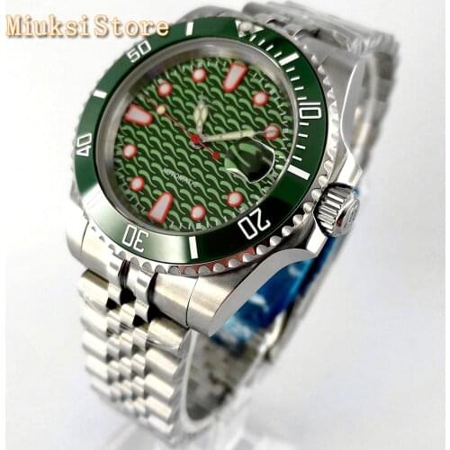 Bliger 40mm mens sterile watch silver case sapphire glass ceramic bezel luminous mens top luxury waterproof watch gift