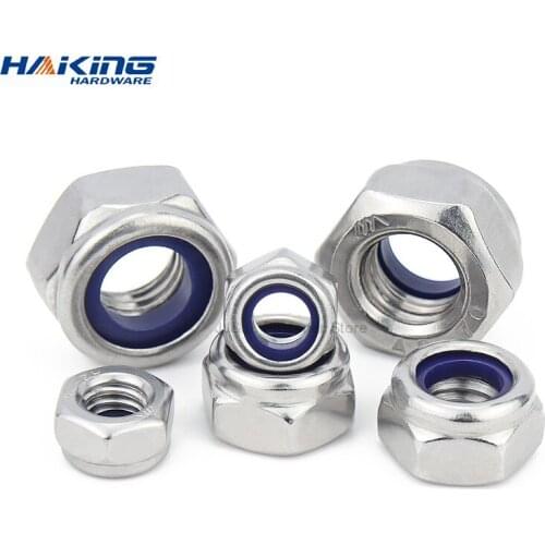 Nylon Lock Nut Stainless Steel Hex Hexagon Locking Nut M2 M2.5 M3 M4 M5 M6 M8 M10 M12 M14 M16 M20 M24 Locknut DIN985