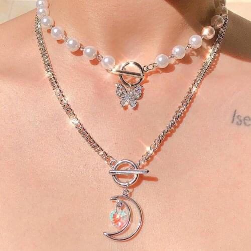 Harajuku Resin Necklace for Women Jewelry Bead Chain Female Symbol Internet Girl Choker Punk Rock Collares Mujer CL58