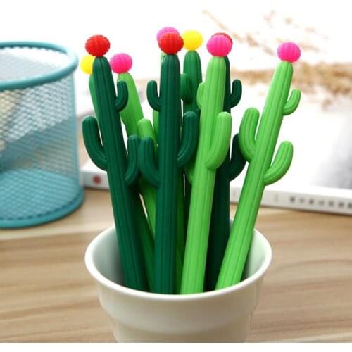 Cactus Ballpoint Black 0.5mm Gel Ink Rollerball Pens School Office Writing Pen Student Kid Prizes Birthday XAMS party gift
