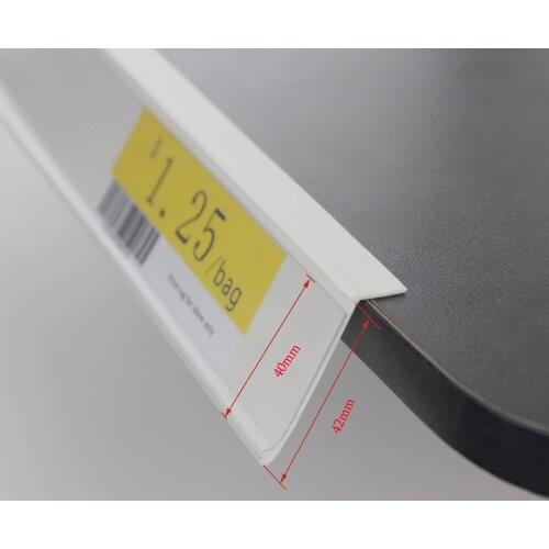 42mm width PVC white transparent price scan frame L angle adhesive shelf channel sign holder data strip promotion shelf talker