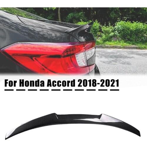 Car Rear Trunk Lid Wing Spoiler for Honda Accord 2018-2021 Carbon Fiber Gloss Black Rear Top Wing Spoiler Replacement M4 Style