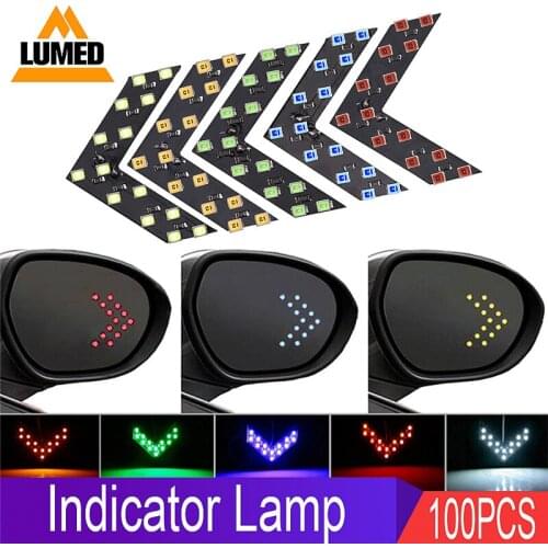 100X Car Light Rearview Mirror Turn Signal Hidden LED Turn Signal 14SMD 2835 LED Arrow Indicator Lamp 12v