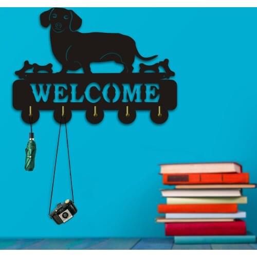Dachshund Wall Hook Sausage dog Welcome Animals Hanger Wie Coat Rack Wooden Key Holder Umbrella Household Pet Shop Decor