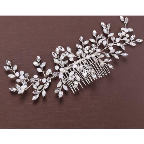 Handmade Crystal Hair Jewelry Bride Hair Comb Beaded Hair Accessories For Sale Wedding Ornaments Bijoux Hairpins Female FS176