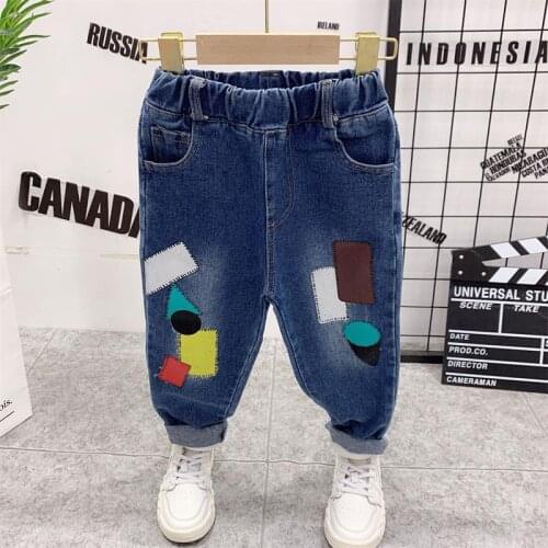 High Quality Color Paint Kids Jeans For Girls Boys Letter Jeans For Boys Girls Autumn Childrens Clothing Kids Jeans 2-6 Ages