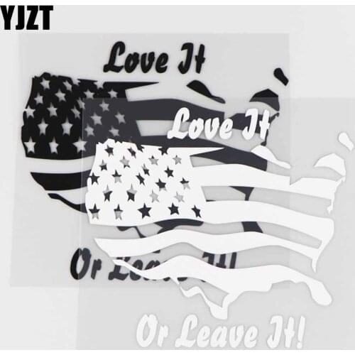 YJZT 14.6×13CM Love It Or Leave It Car Sticker USA Flag Funny Creative Vinyl Decal Black/Silver 4C-0225