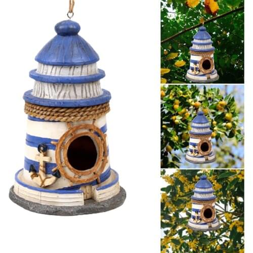 1pc Wooden Bird Nest Hanging Bird House Wooden Bird Cage Resting Place Wall-mounted Outdoor Birdhouse Box Garden Decor