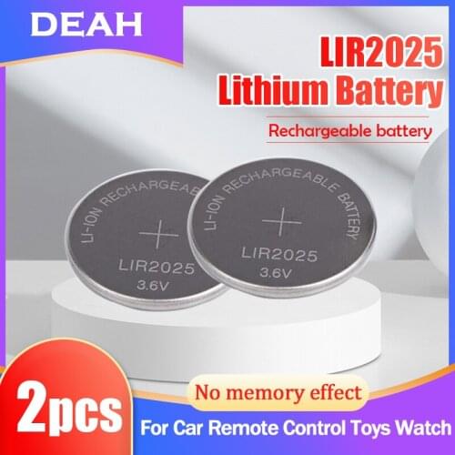 2PCS LIR2025 LIR 2025 3.6V Lithium Rechargeable Battery For BMW Remote Key Computer Watch Thermometers Button Cell CR2025 ML2025