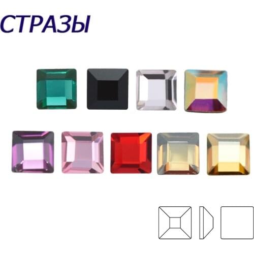 20 pcs Square Colorful 4mm 3D Designs Glass Nail Decorations Rhinestones For DIY Manicure Nail Art Stones Garment Decorations