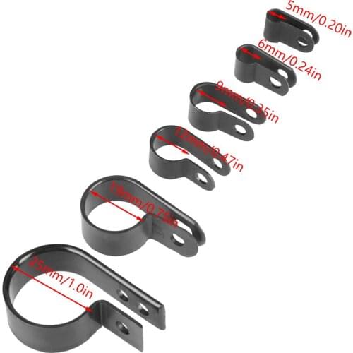 200Pcs/set Black Nylon Plastic P Clips Clamp Assortment With A Plastic Box Kit For Wire Cable Pipe