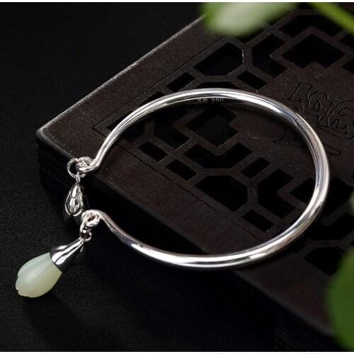 2018 Real Women Kehribar Women Bracelet New S990 Fine Ms Contracted Smooth Mosaic Of Natural Hetian Wholesale Sterling Bracelet