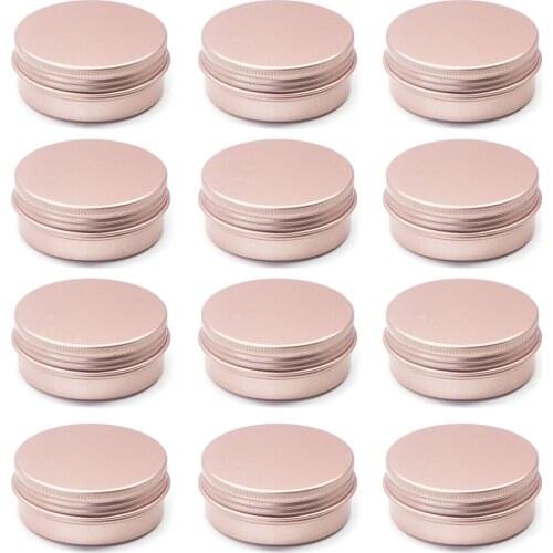 48pcs 60g 2oz Aluminum Tin Jar 60ml Rose Gold Cosmetic Refillable Containers With Screw Lid For Cosmetic Lip Balm Cream Candle