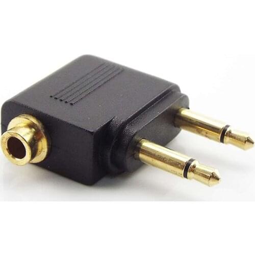 3.5mm Airline Air Plane Headphone Airplane Mono Audio Converter Travel Jack Plug Splitter Adapter Gold Nickel Plated Connector