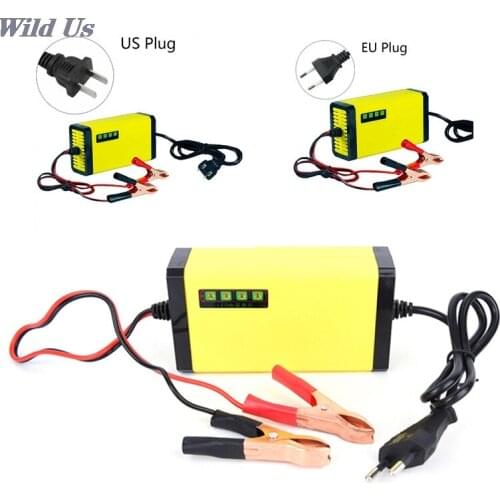 Car Battery Charger Adapter Power Supply Motorcycle Auto Smart Battery Charger LED Display 125*65 * 40mm EU/US Plug Portable 12V