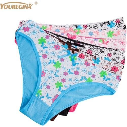 Seamless Underwear Cotton Briefs Women Sexy Ropa Interior Femenina Woman Panties Floral Print Underpants 6 pcs/lot