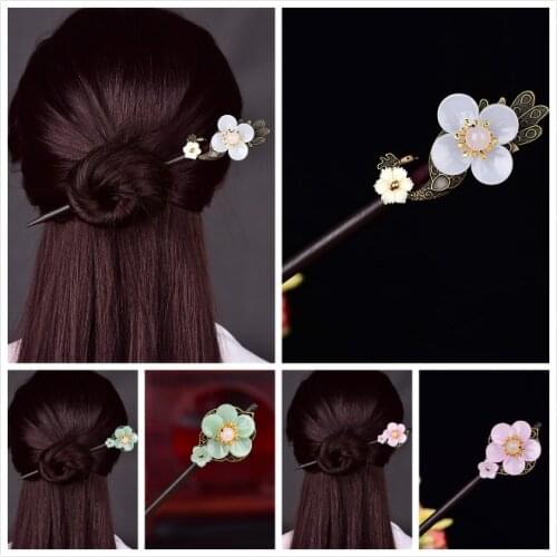Bronze Color Copper Alloy Peacock Vintage Hair Stick Superior Quality Exquisite Coloured Glaze Synthetic Flower Hair Jewelry