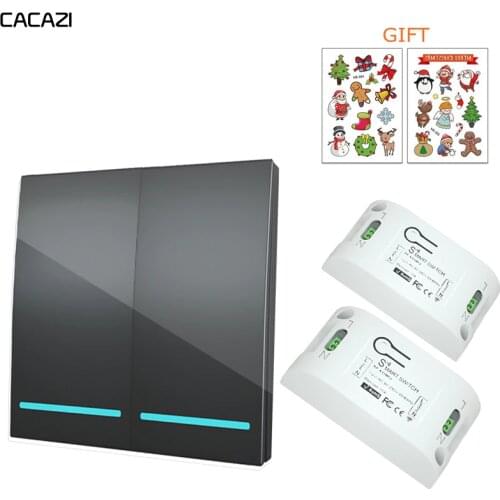 CACAZI Home Wall Panel Wireless smart push Switch Light button 433Mhz RF Remote Control AC 90-250V Receiver Bedroom Ceiling Lamp