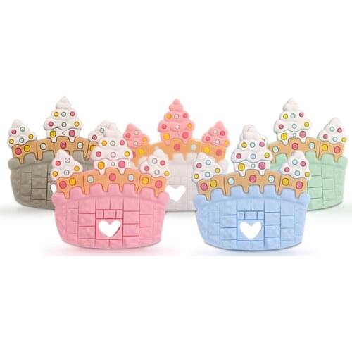 Kovict 1pcs Silicone Teether Ice Cream Crown Molar Teether DIY Pacifier Chain Jewelry Accessories Chewable Nursing Baby Toys