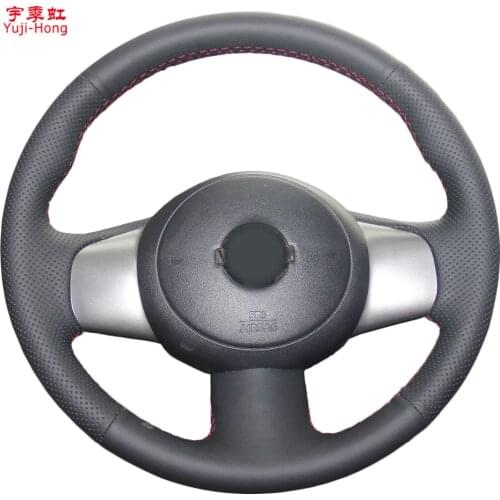 Yuji-Hong Car Steering Covers Case for Nissan March Versa Note Sunny 2011 Auto Wheel Hand-stitched Artificial Microfiber Leather