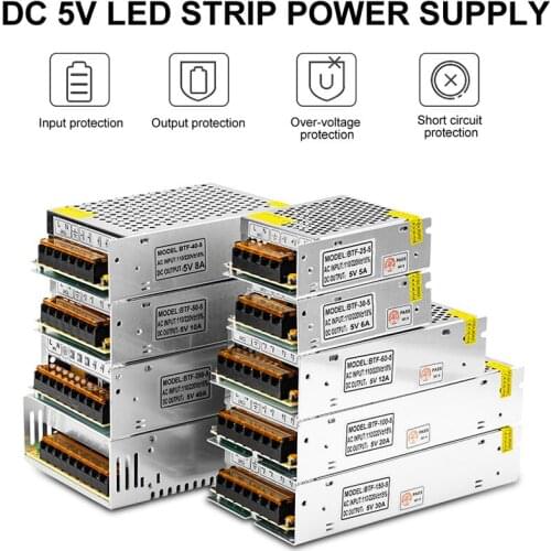 DC5V 2A 3A 4A 5A 8A 10A 12A 20A 30A 40A 60A 70A Switch LED Power Supply Transformers Adapter WS2812B SK6812 SK9822 LED Strip