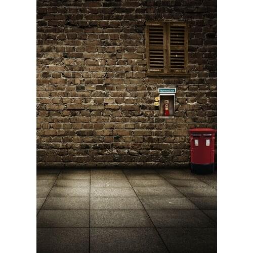 Graffiti brick wall phone booth doll manual soldier man photographing background anchor studio background cloth