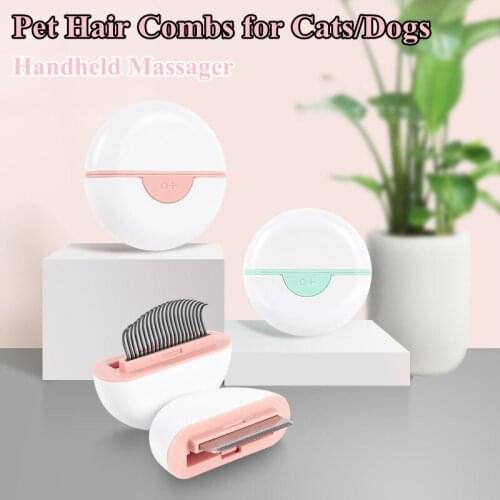 Pet Cat Hair Combs Hair Pet Handheld Massager Dual Function Puppy/Kitten Fur Cleaning Brush Grooming Dogs Hair Remover/Trimmer