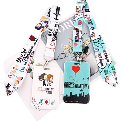 JY168 New Greys Anatomy TV Show Doctor Nurse Neck Strap Lanyards Keychain Holder ID Card Pass Hang Rope Lariat Lanyard Gifts