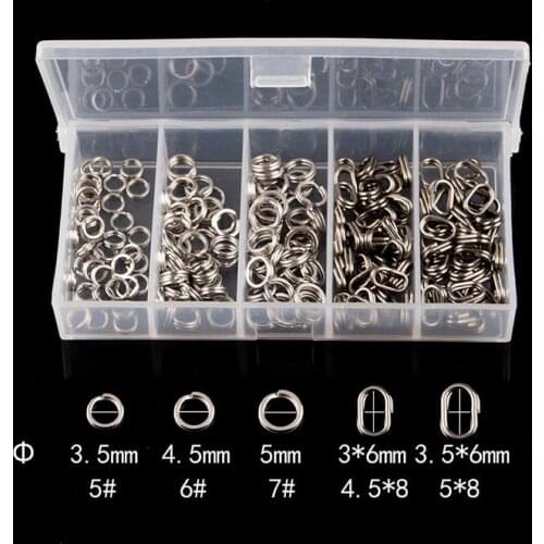 200PCS Stainless Steel Fishing Split Rings Lure Solid Ring Loop For Blank Crank Bait Connectors Tackle Tool Kit 5sizes