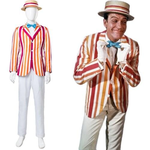 Mary Cosplay Poppins and Bert 1964 Film Herbert Alfred Dick Van Dyke Cosplay Costume Sets