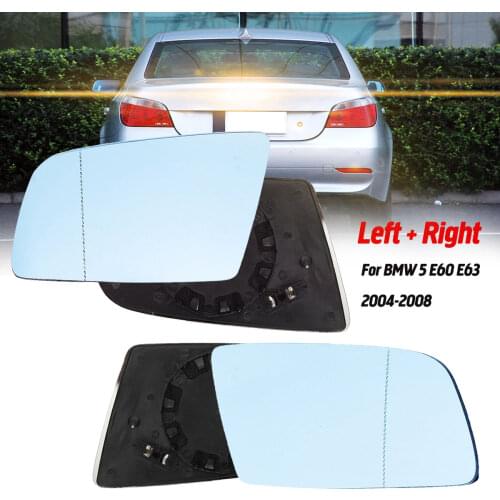 Left & Right Side Blue Heated Electric Wide Angle Wing Mirror Glass For BMW 5 E60 E61 2003 2004 2005 2006 2007 2008