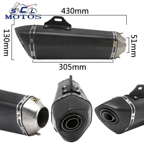 Sclmotos -51mm Carbon Fiber Motorcycle Exhaust Muffler Motorbike Ak For Honda CBR for Kawasaki for Yamaha MT03 TMAX530 MT07 MT09