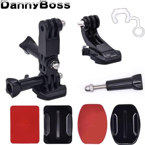 Front Side Helmet Accessories Set J-shaped Buckle Base Support Mount for GoPro Hero 5 6 7 4 Xiaomi Yi 4K SJCAM Go Pro Kits