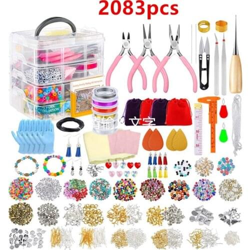 2083Pcs Deluxe Jewelry Making Supplies Kit for Necklace Bracelet Earrings Making and Repairingq with Jewelry Beads Charms Wire
