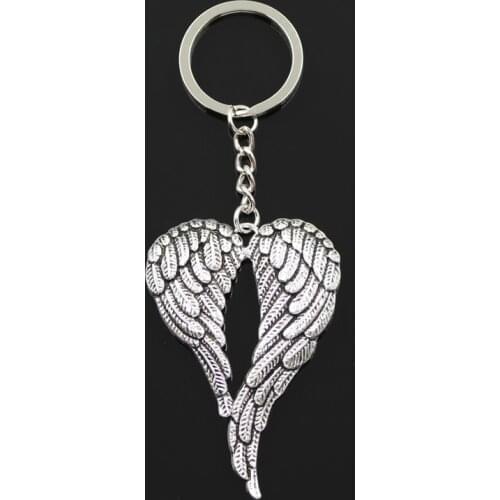 New Fashion Keychain 67x42mm Angel Wings Pendants DIY Men Jewelry Car Key Chain Ring Holder Souvenir For Gift