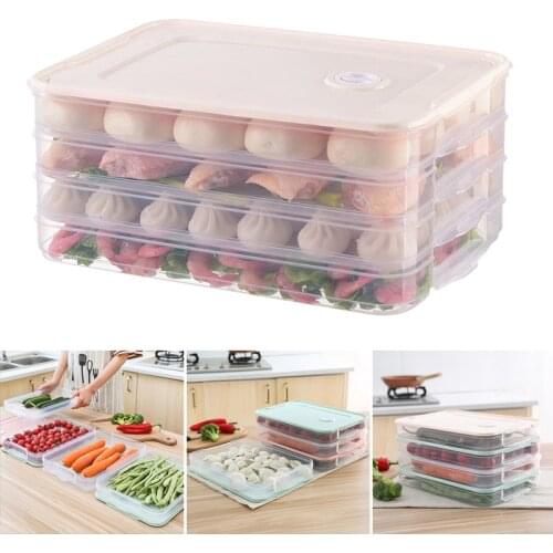 Home Storage & Organization Food Preservation Tray Refrigerator Dumplings Storage Organizer Box with Lid Hot Fresh-keeping Lids