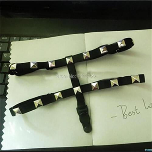 Sexy Punk Rock Rivets Studs Bullet O Round Nylon Leg Garter BELT Elastic Adjustable LOOP RING Suspenders