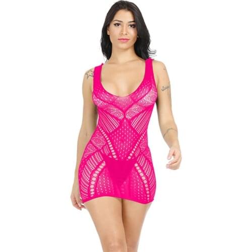 Sexy Women Mini Dresses Party Club Wear Sleeveless Bodycon Dress Hollow Out Mesh Fishnet Neon Dress Female Green Red Vestidos