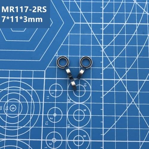 Free Shipping high quality MR117-2RS Bearing 10PCS 7*11*3 mm Miniature MR117RS Ball Bearings Black Sealed Bearing MR117 2RS