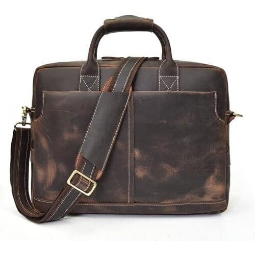 Newsbirds Classic Designer Men Briefcase Genuine Leather Mens Business Laptop Bag Retro Luxury Men Male Computer Tote Bags
