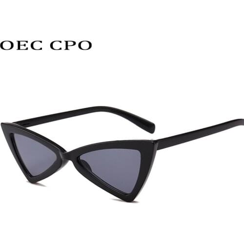 QOC CPO Vintage Cat Eye Sunglasses Women Brand Designer Small Frame Triangle Women Sunglasses Men Retro Oculos De Sol O106