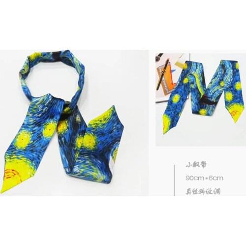 Luxury Bag Strap Scarf Women Silk Scarf Fashion Head Scarf Headwear Long Scarves Bag Accessories Ribbon 100% Twill Silk Thin Tie