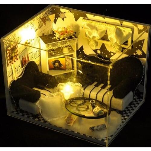 Christmas Gift Creative 2016 New Miniature Doll House Model Building Kits Wooden Furniture Toys Birthday
