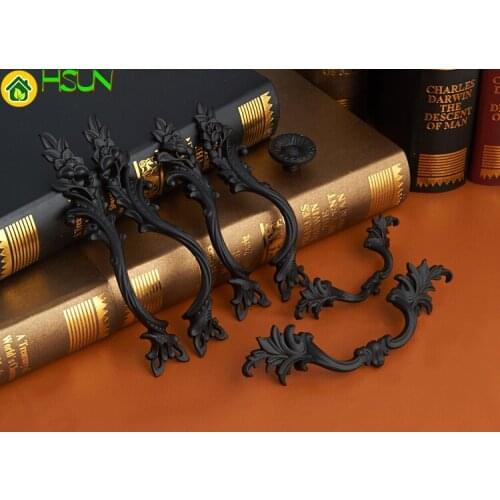 5 Styles Retro Drawer Pulls Handle Black Dresser Knob Rustic Droor Handles Decorative Furniture Hardware