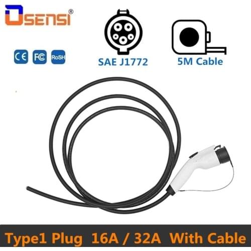 OSENSI 16A 32A Type 1 Socket Plug SAE J1772 EV Charger EVSE Cable Female Connector For Electric Car 110V-250V
