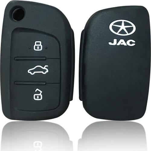 Silicone Car Key Cover Case For JAC S5 Refine 2015 Filding Key Holder SUV 3 Button Key Case Cover Accessories Keyring Keychian