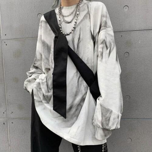 Tie Dye Womens T Shirt Summer Long Sleeve Female T-shirts Casual Tee Tops O-neck Loose Ladies Girls Tshirt Harajuku Women Tops