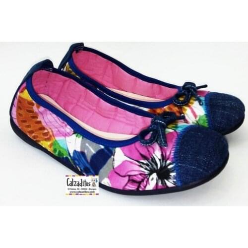 Zapy for Girls flower print textile ballet pumps
