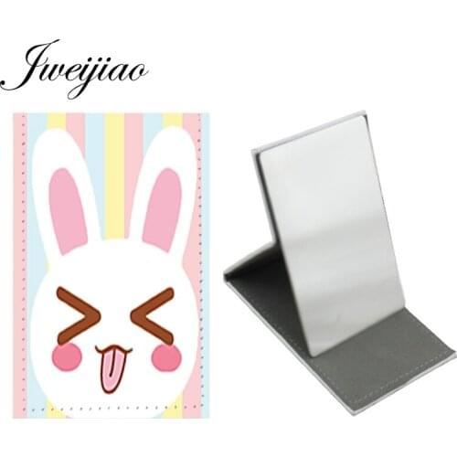 Youhaken Cartoon Bunny New Product Pattern Mirror Makeup Small Stainless Steel Leather Tasteful Travel Wallet Mirror Souvenir